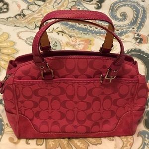 Coach Pink Jacquard Satchel